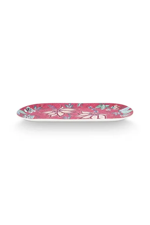 Plateau A Gâteaux Rectangulaire Flower Festival Rose Fonce