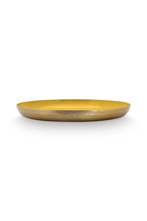 Plateau Emaille En Coloris Ocre 40 Cm
