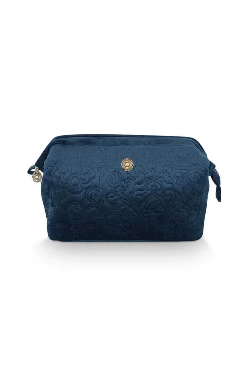 Pochette A Cosmetiques De Grande Taille En Velours Quiltey Days En Coloris Bleu
