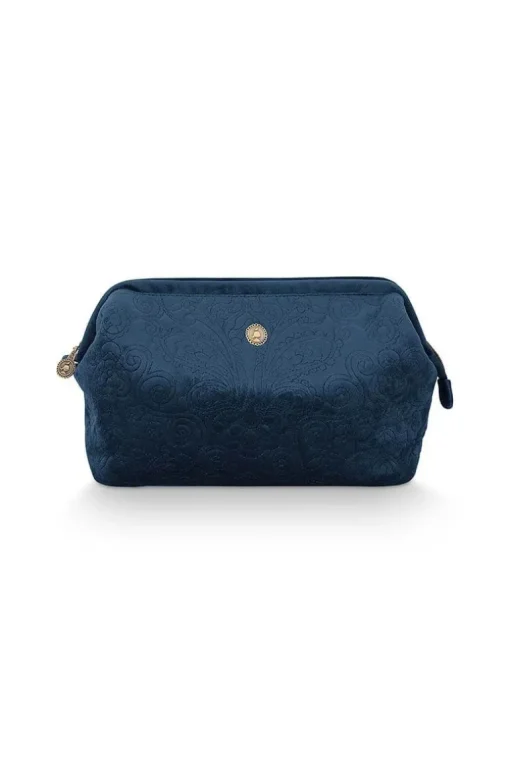 Pochette A Cosmetiques De Tres Grande Taille En Velours Quiltey Days En Coloris Bleu