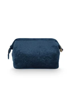 Pochette A Cosmetiques De Grande Taille En Velours Quiltey Days En Coloris Bleu