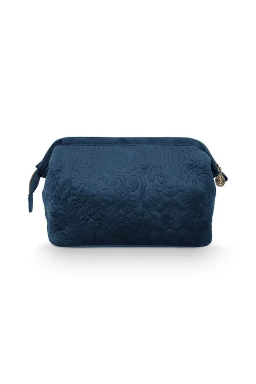 Pochette A Cosmetiques De Grande Taille En Velours Quiltey Days En Coloris Bleu