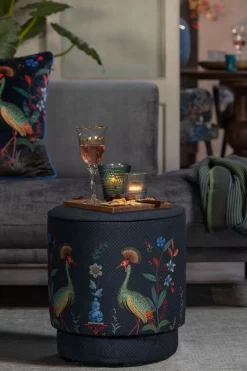 Pouf Moyen Flirting Birds Bleu