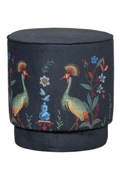 Pouf Moyen Flirting Birds Bleu