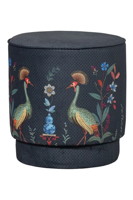 Pouf Moyen Flirting Birds Bleu