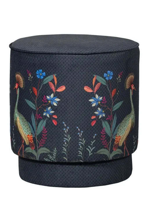 Pouf Moyen Flirting Birds Bleu