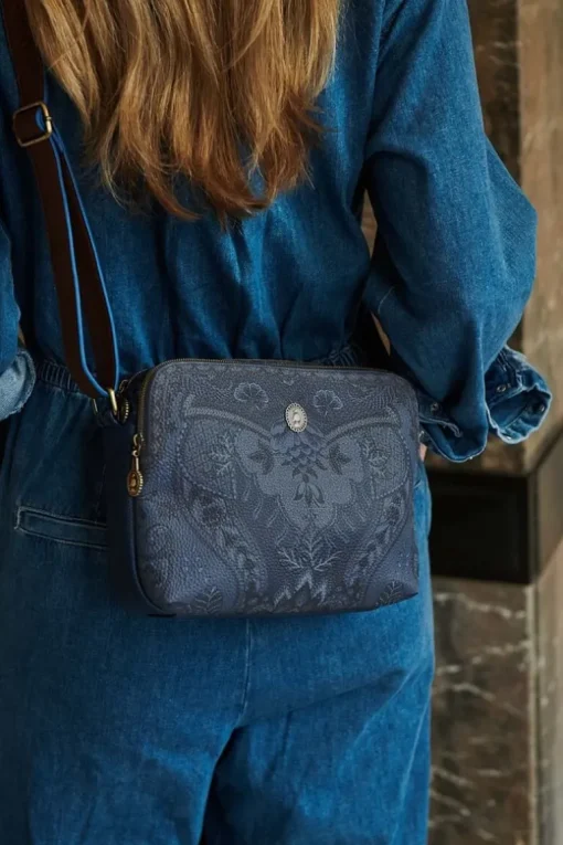 Sac Bandouliere De Taille Moyenne Kyoto Festival En Coloris Bleu Fenim