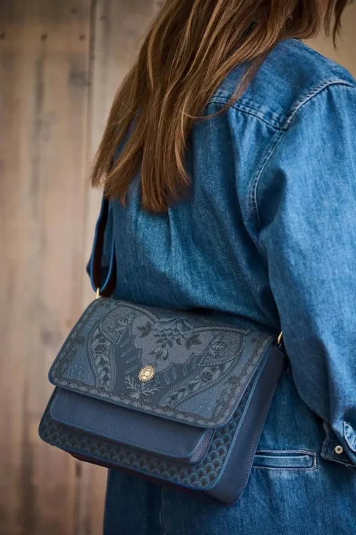 Sac Bandouliere Kyoto Festival En Coloris Bleu Denim