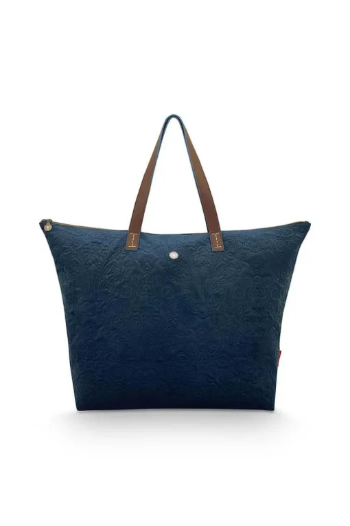 Sac Cabas En Velours Quiltey Days En Coloris Bleu