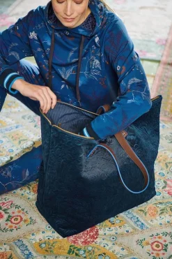 Sac Cabas En Velours Quiltey Days En Coloris Bleu