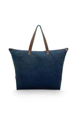 Sac Cabas En Velours Quiltey Days En Coloris Bleu
