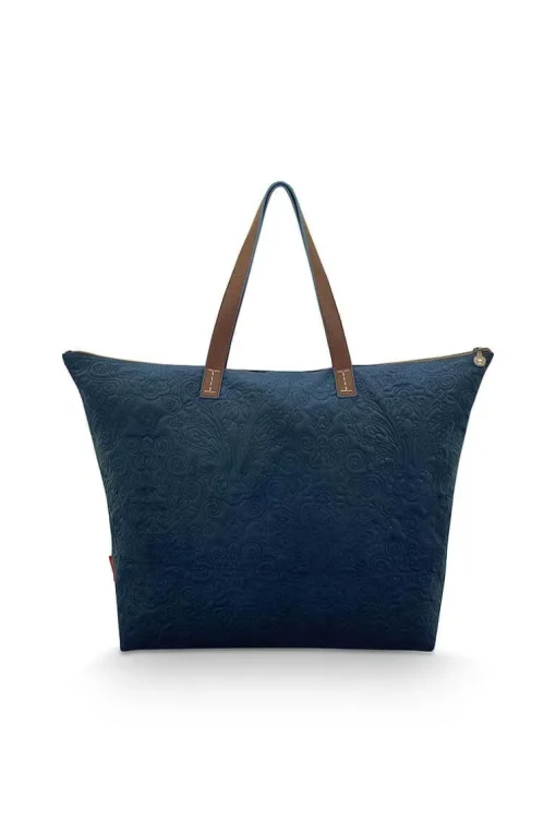 Sac Cabas En Velours Quiltey Days En Coloris Bleu