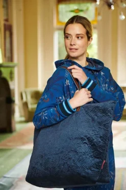 Sac Cabas En Velours Quiltey Days En Coloris Bleu