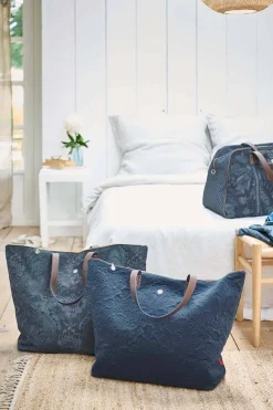 Sac Cabas En Velours Quiltey Days En Coloris Bleu