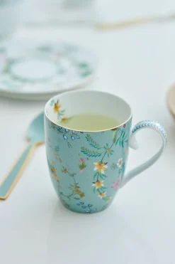 Tasse De Grande Taille A Fleurs Jolie En Coloris Bleu