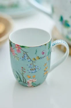 Tasse De Petite Taille A Fleurs Jolie En Coloris Bleu