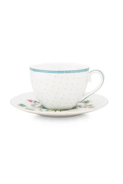 Tasse Et Soucoupe A Cappuccino A Pois Jolie En Coloris Dore