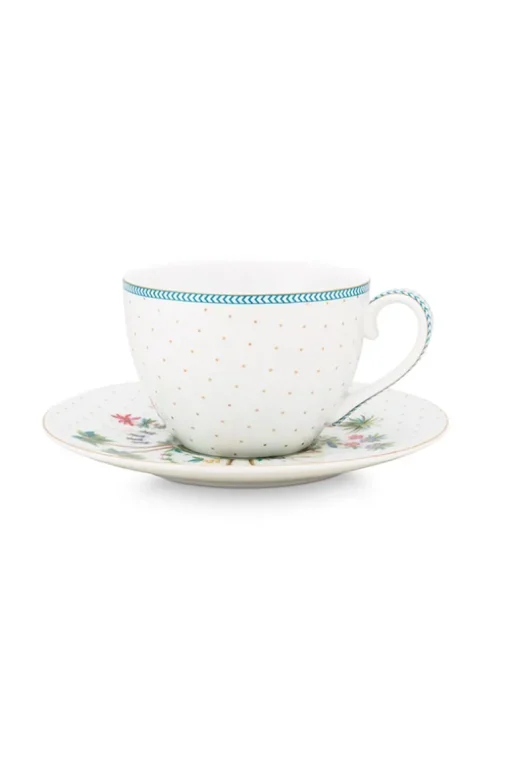 Tasse Et Soucoupe A Cappuccino A Pois Jolie En Coloris Dore