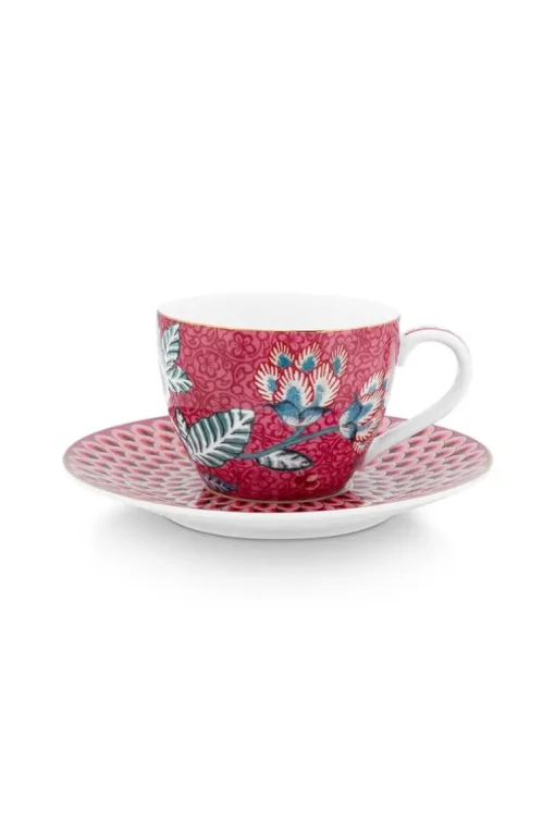 Tasse Et Soucoupe A Expresso Flower Festival Rose Fonce