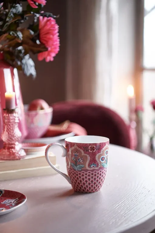 Tasse Xl Flower Festival Deco Rose Fonce