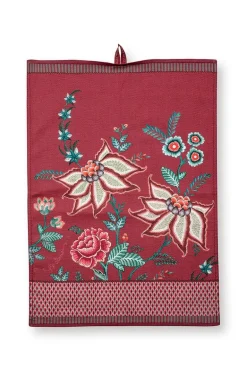 Torchon De Cuisine Flower Festival Rose Fonce