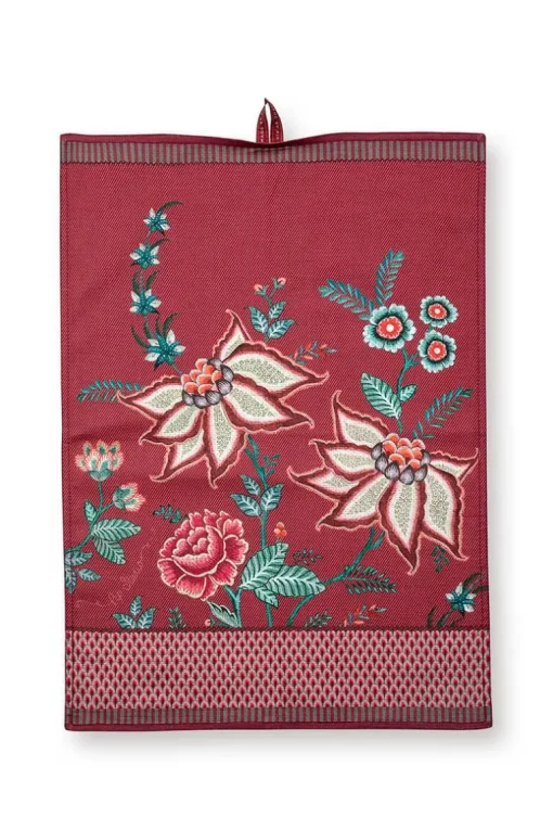 Torchon De Cuisine Flower Festival Rose Fonce