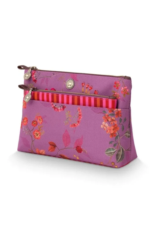 Trousse A Cosmetiques Combi Kawai Flower En Coloris Fuchsia