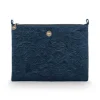 Trousse Plate A Cosmetiques De Grande Taille En Velours Quiltey Days En Coloris Bleu