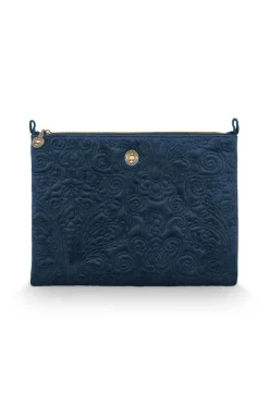 Trousse Plate A Cosmetiques De Grande Taille En Velours Quiltey Days En Coloris Bleu
