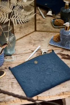 Trousse Plate A Cosmetiques De Grande Taille En Velours Quiltey Days En Coloris Bleu