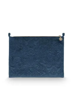 Trousse Plate A Cosmetiques De Grande Taille En Velours Quiltey Days En Coloris Bleu