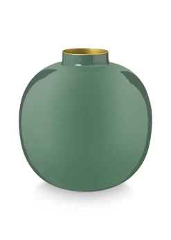 Vase En Metal En Coloris Fonce 23 Cm