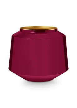 Vase En Metal En Coloris Rose Fonce 23 Cm