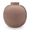 Vase En Metal En Coloris Marron Fonce 23 Cm