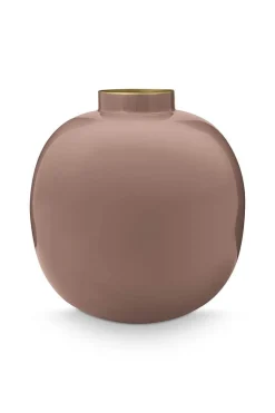 Vase En Metal En Coloris Marron Fonce 23 Cm