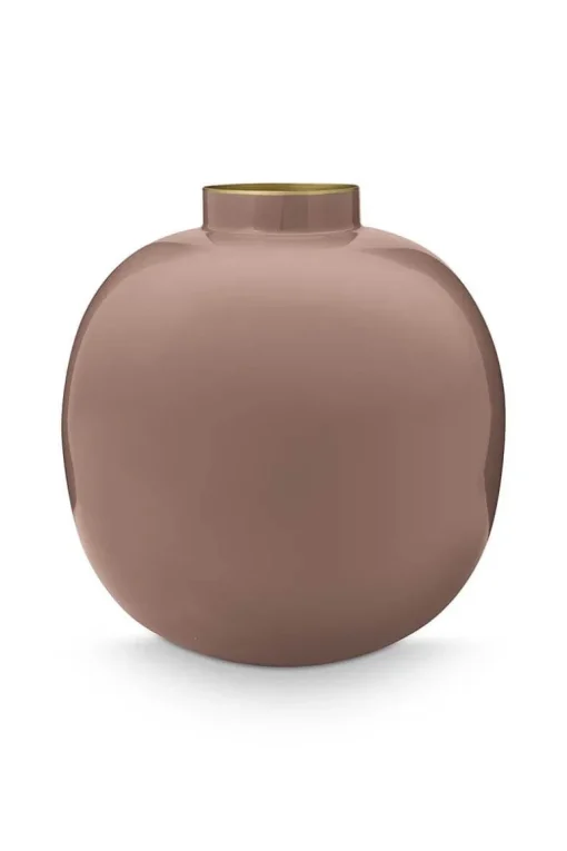 Vase En Metal En Coloris Marron Fonce 23 Cm