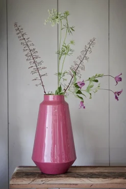 Vase En Metal En Coloris Rose 36 Cm