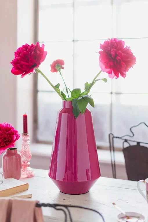 Vase En Metal En Coloris Rose 36 Cm