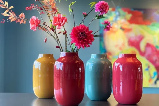 Vase Ovale En Metal En Coloris 30 Cm