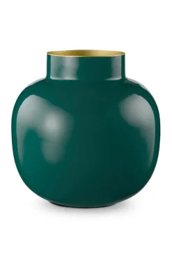 Vase Rond En Metal En Coloris Fonce 25 Cm