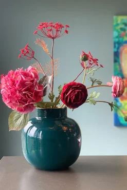 Vase Rond En Metal En Coloris Fonce 25 Cm