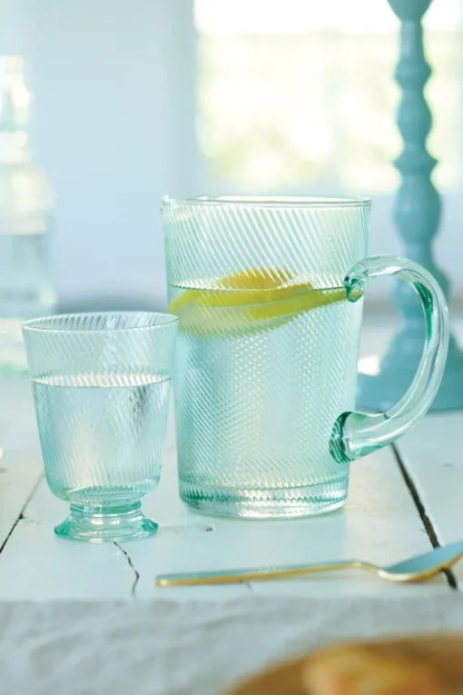 Verre A Eau A Effet Torsade En Coloris Bleu