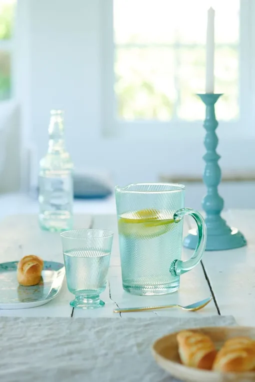 Verre A Eau A Effet Torsade En Coloris Bleu